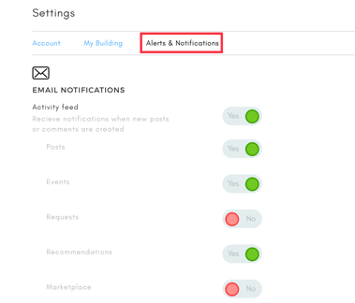 Email notifications settings